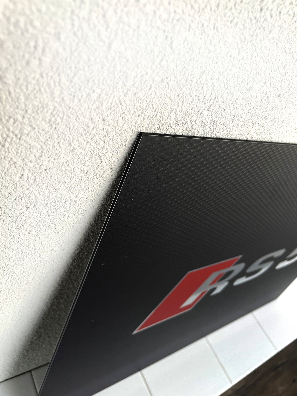 Reclamebord Audi RS5 logo embleem, groot 40x57cm aluminium