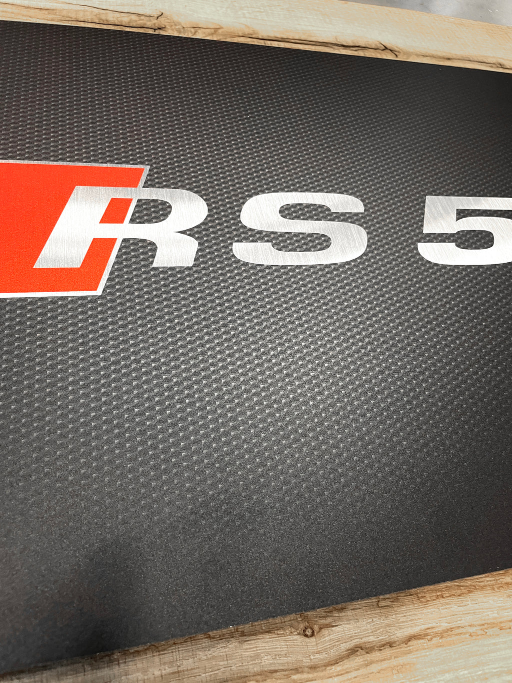 Reclamebord Audi RS5 logo embleem, groot 40x57cm aluminium