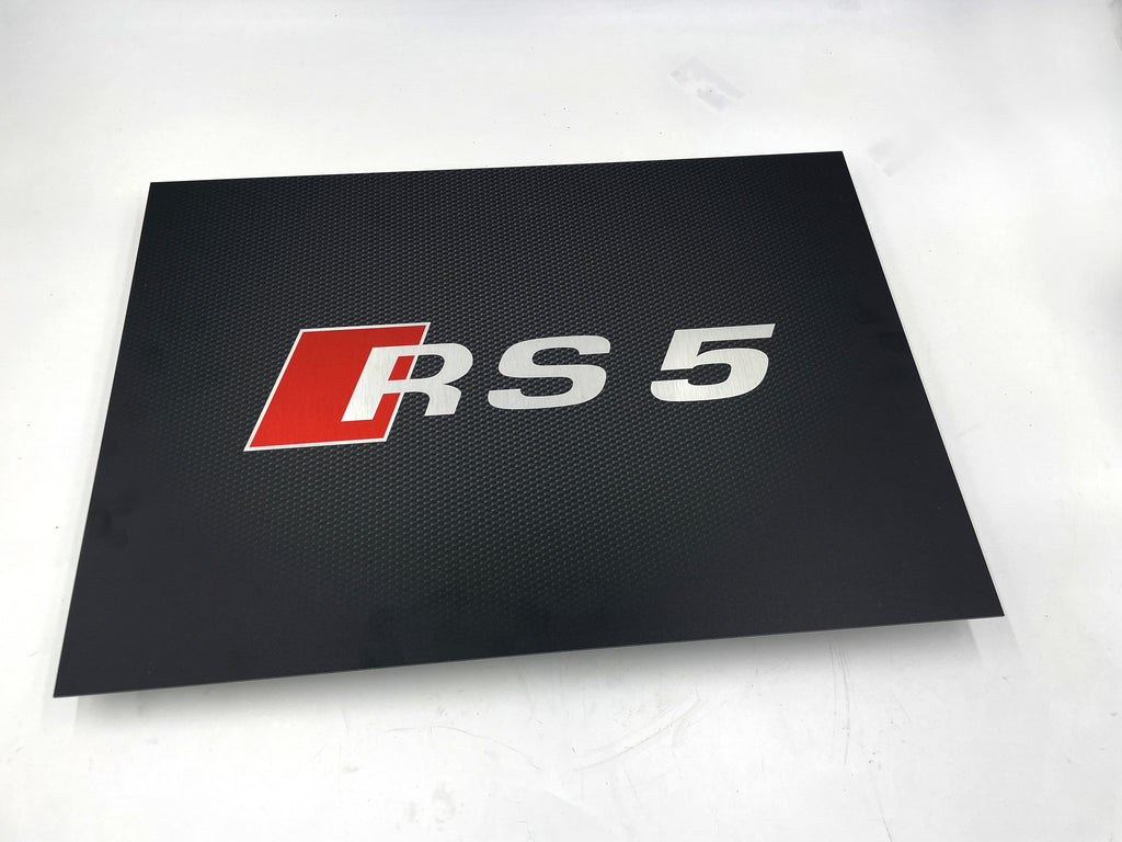 Reclamebord Audi RS5 logo embleem, groot 40x57cm aluminium