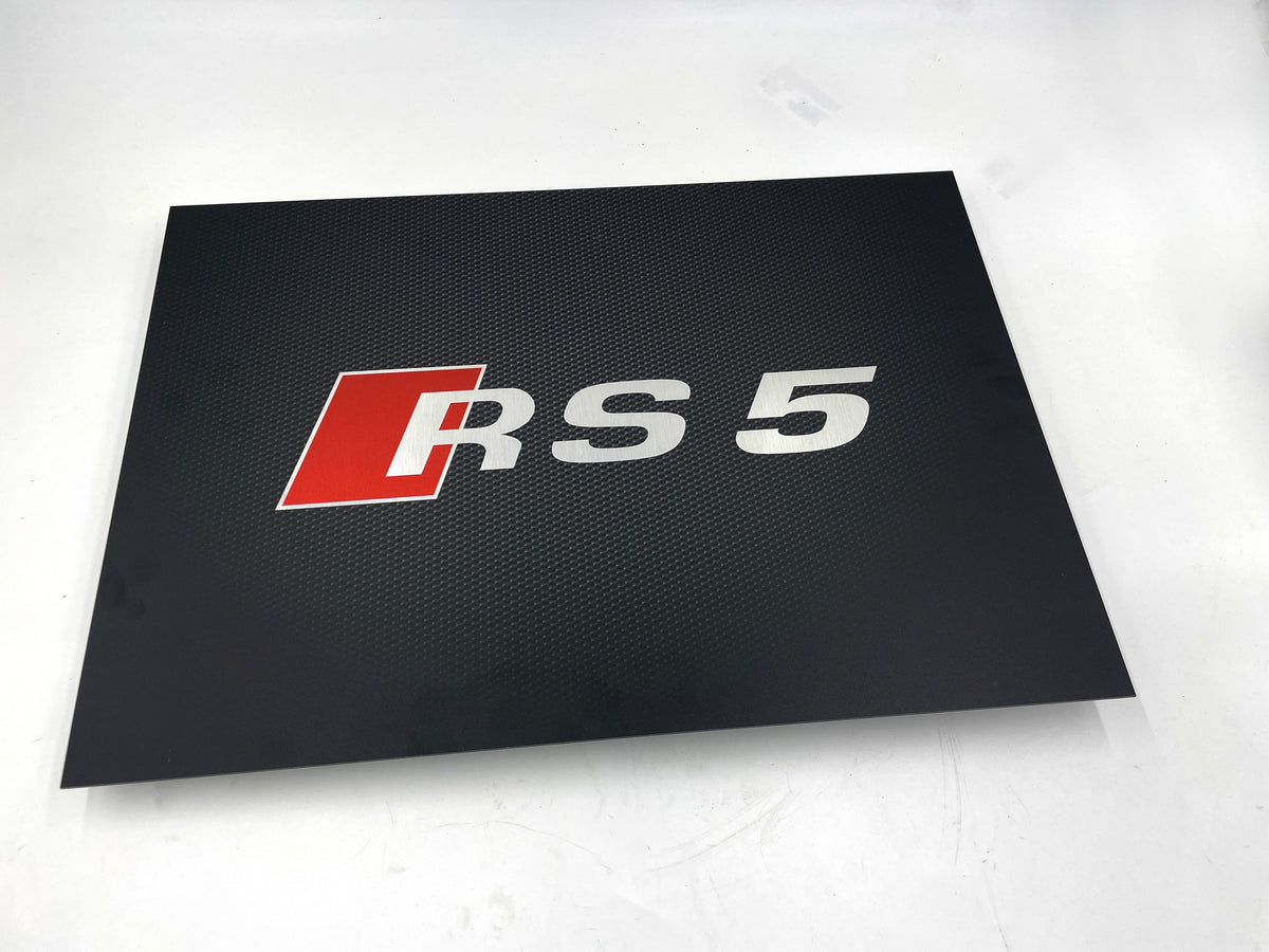 Reclamebord Audi RS5 logo embleem, groot 40x57cm aluminium