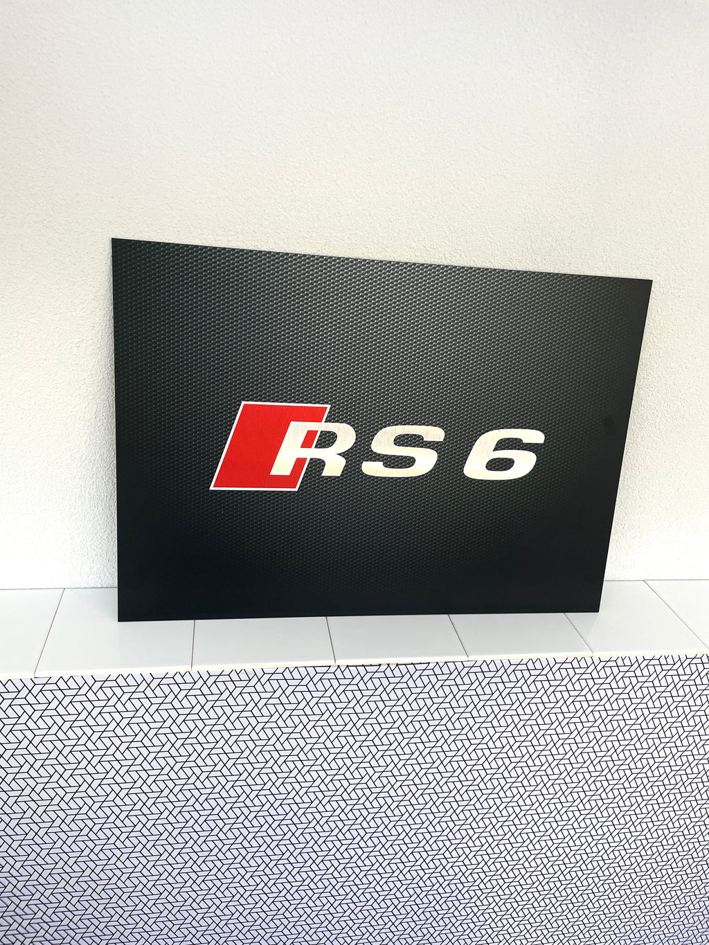 Reclamebord Audi RS6 logo embleem, groot 40x57cm aluminium