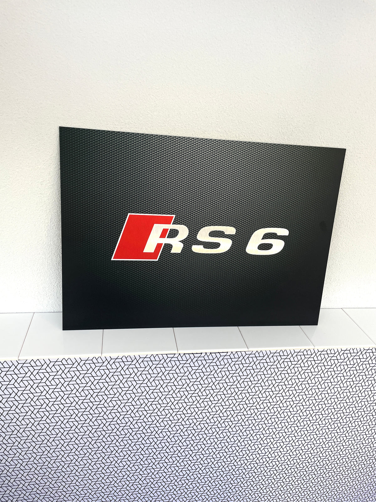 Reclamebord Audi RS6 logo embleem, groot 40x57cm aluminium