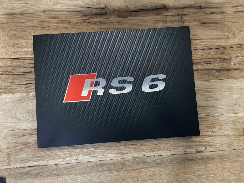 Reclamebord Audi RS6 logo embleem, groot 40x57cm aluminium