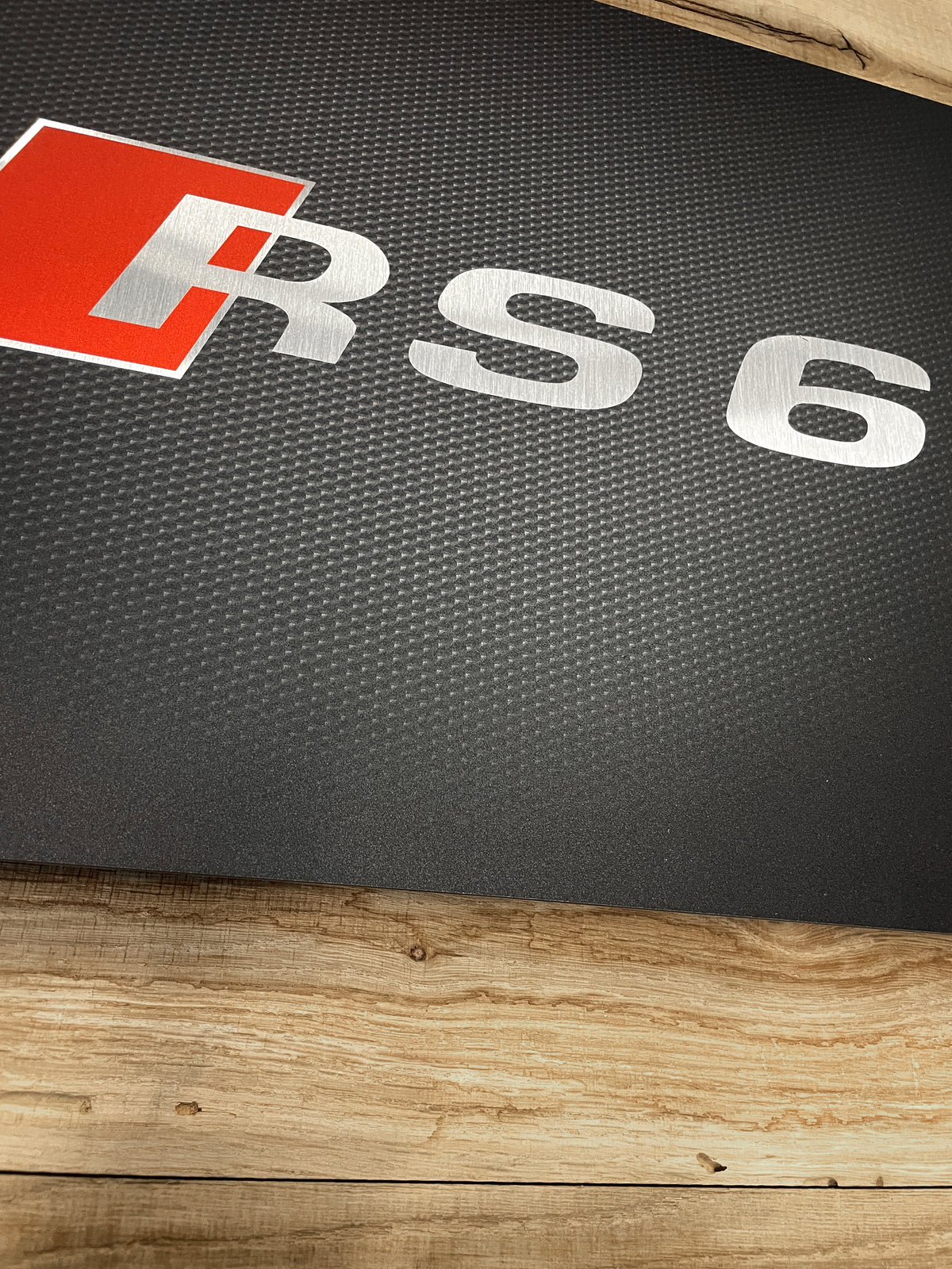 Reclamebord Audi RS6 logo embleem, groot 40x57cm aluminium