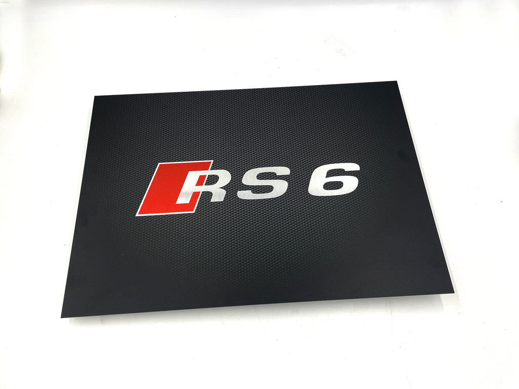 Reclamebord Audi RS6 logo embleem, groot 40x57cm aluminium