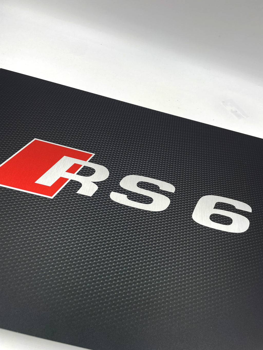 Reclamebord Audi RS6 logo embleem, groot 40x57cm aluminium