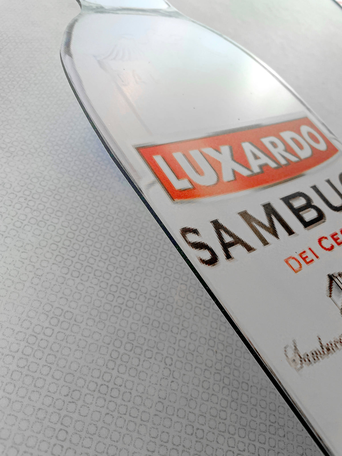 Reclamebord Sambuca fles groot, 17x70cm hoog, aluminium