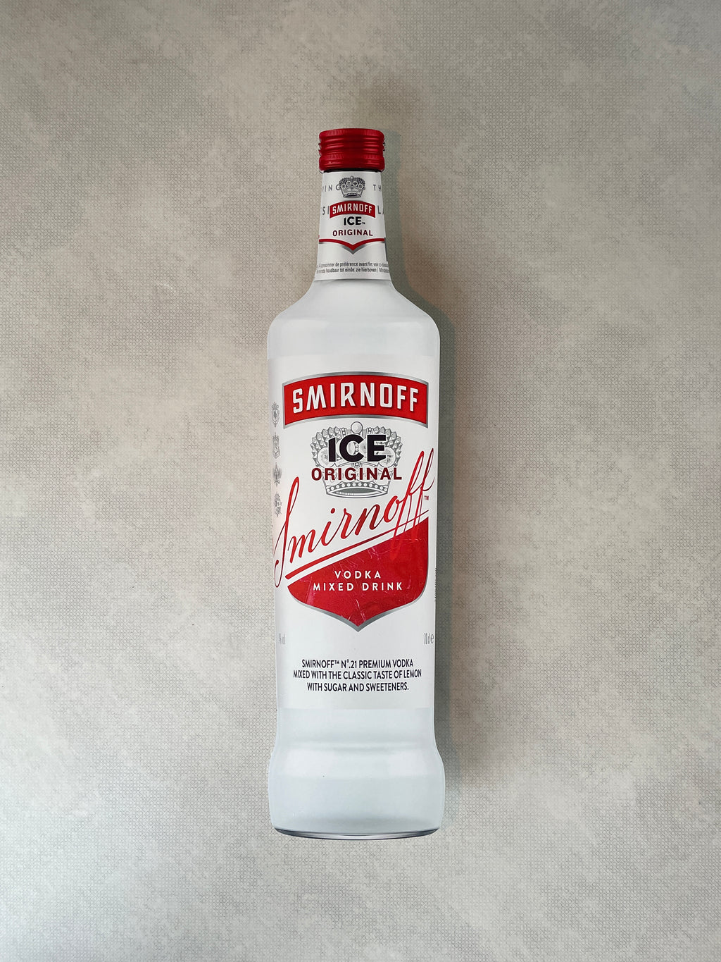Reclamebord Smirnoff Ice Vodka fles groot, 17x70cm hoog, alu