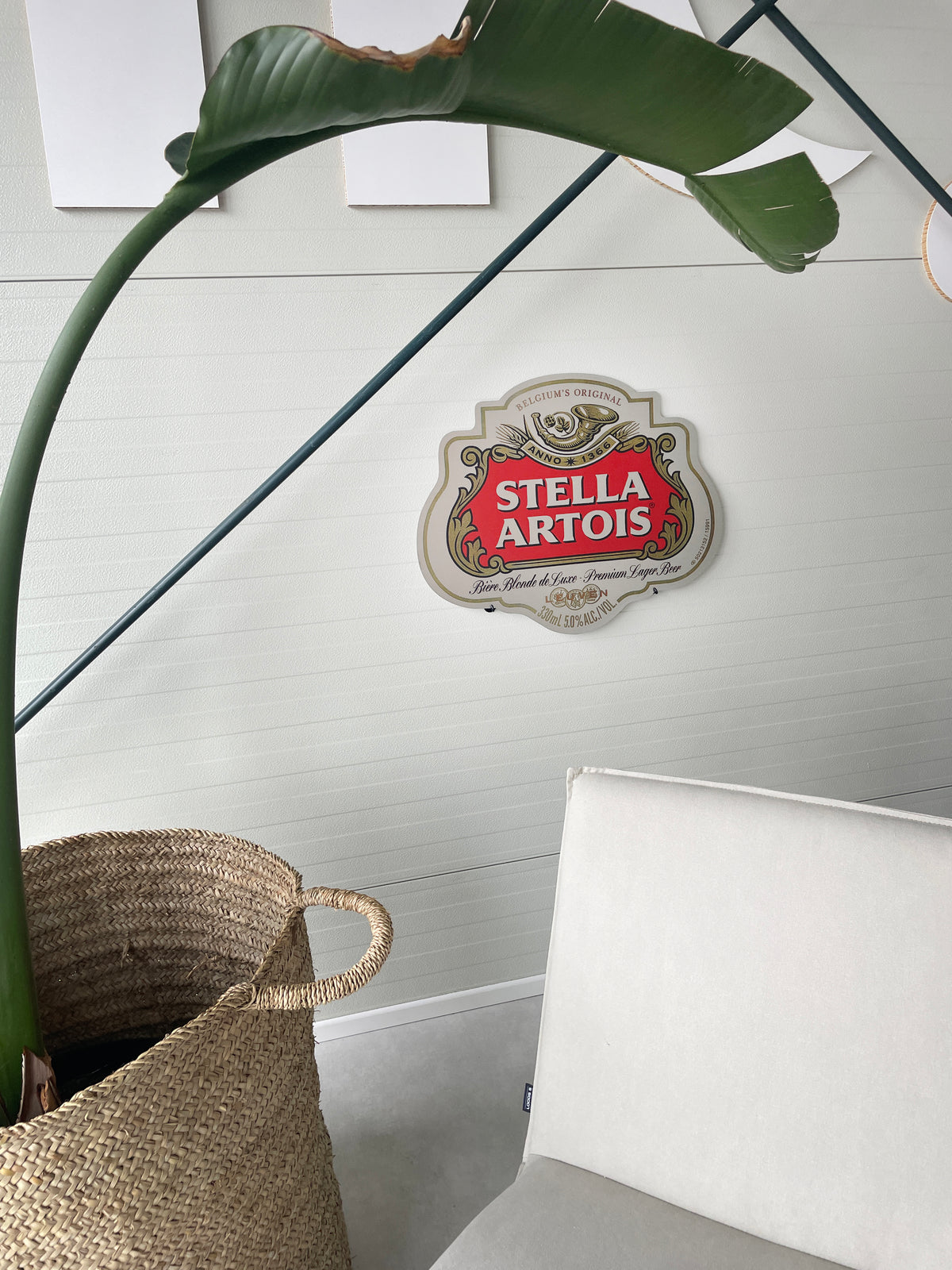 Reclamebord Stella Artois bier logo, groot 50x40cm aluminium