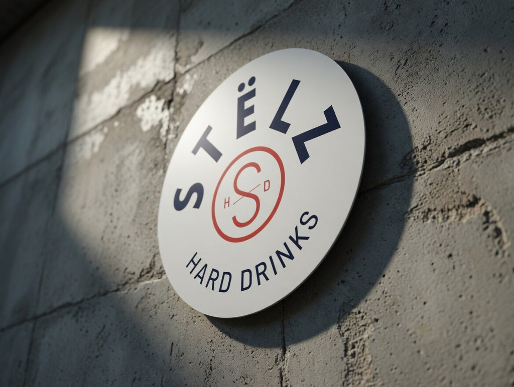 Reclamebord STËLZ hard drinks logo aluminium, afmeting 40x40 cm