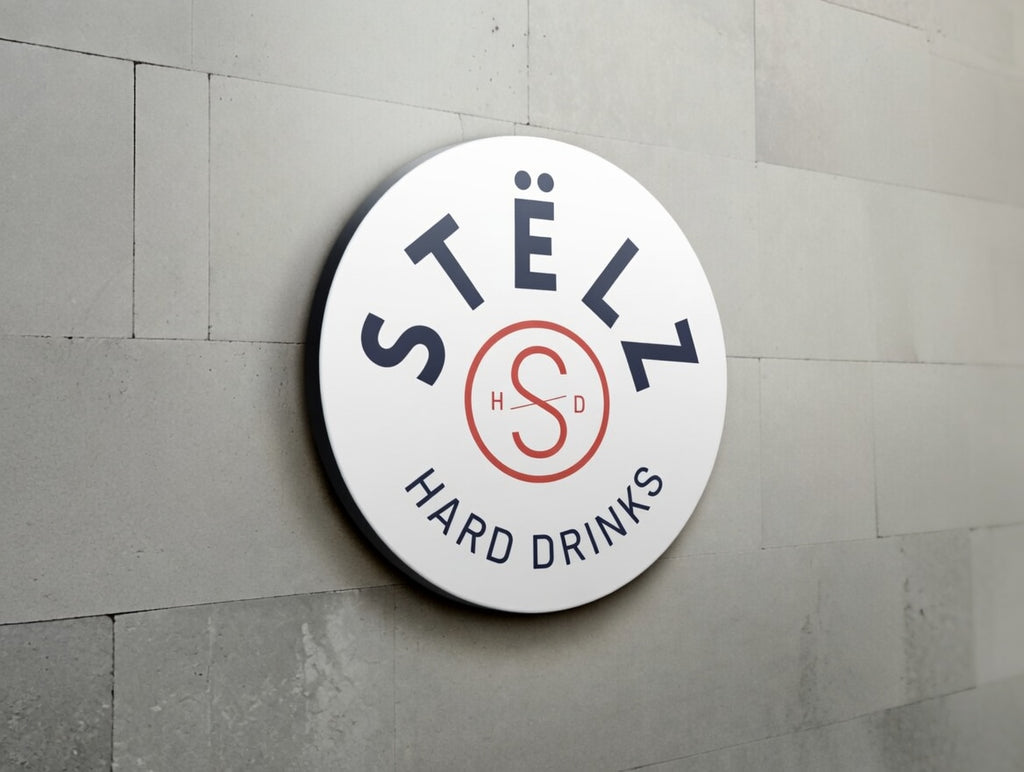 Reclamebord STËLZ hard drinks logo aluminium, afmeting 40x40 cm