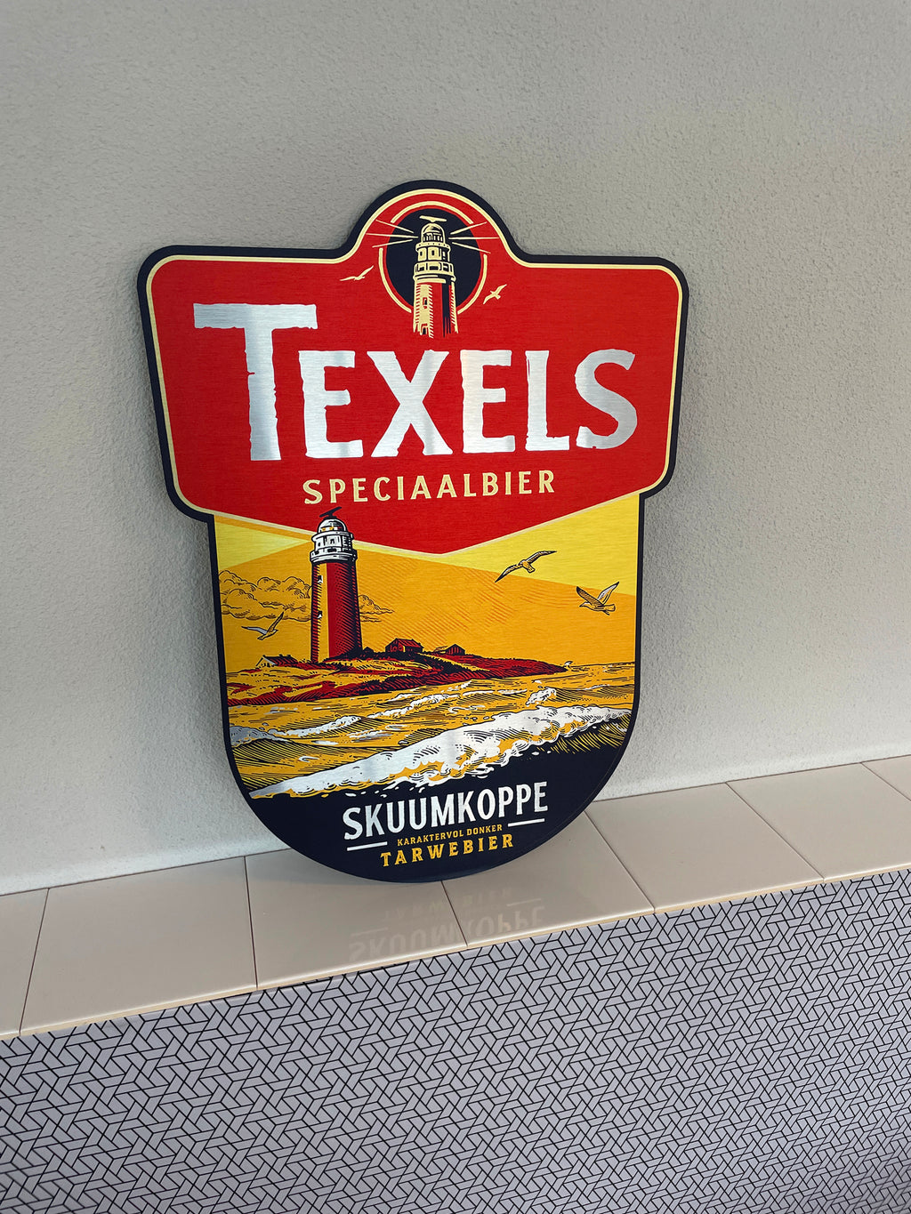 Reclamebord Texels Speciaalbier Skuumkoppe, alu 40x52cm