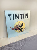 Reclamebord Kuifje TinTin, aluminium, rvs look, 40x40 cm