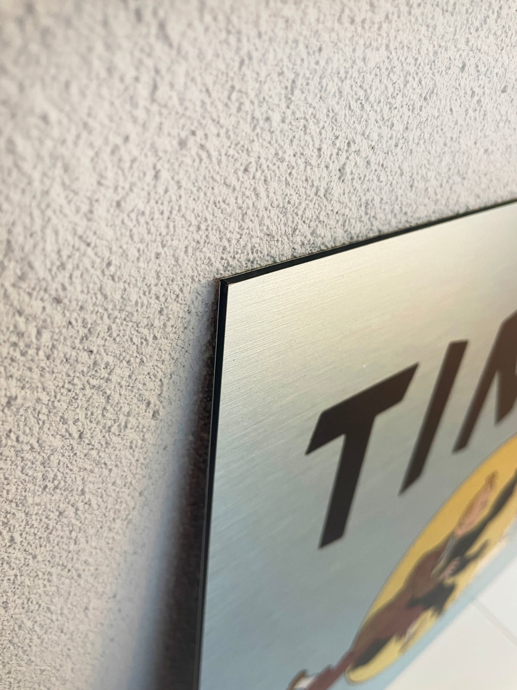Reclamebord Kuifje TinTin, aluminium, rvs look, 40x40 cm