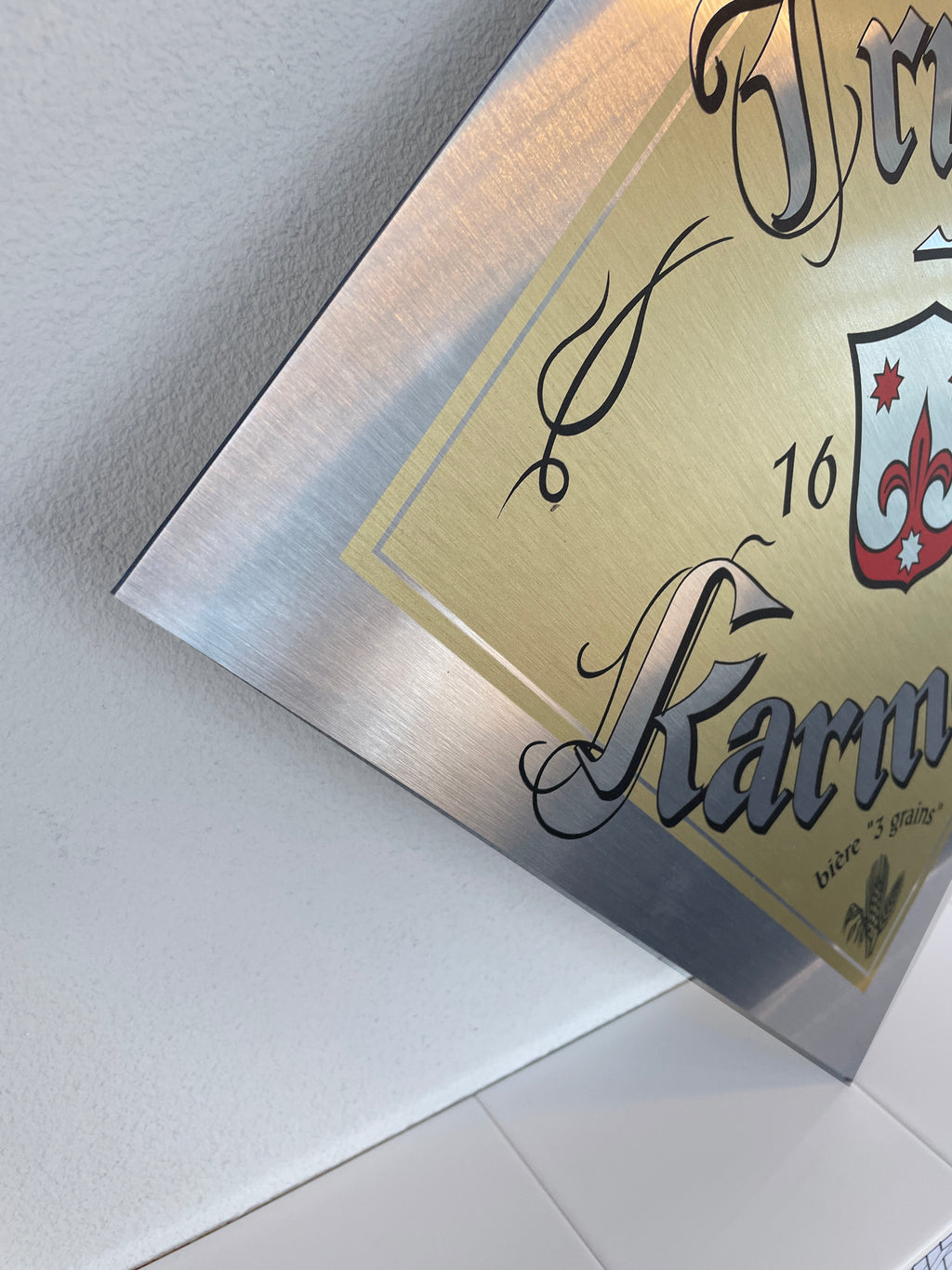 Reclamebord Tripel Karmeliet logo aluminium, 40x40 cm