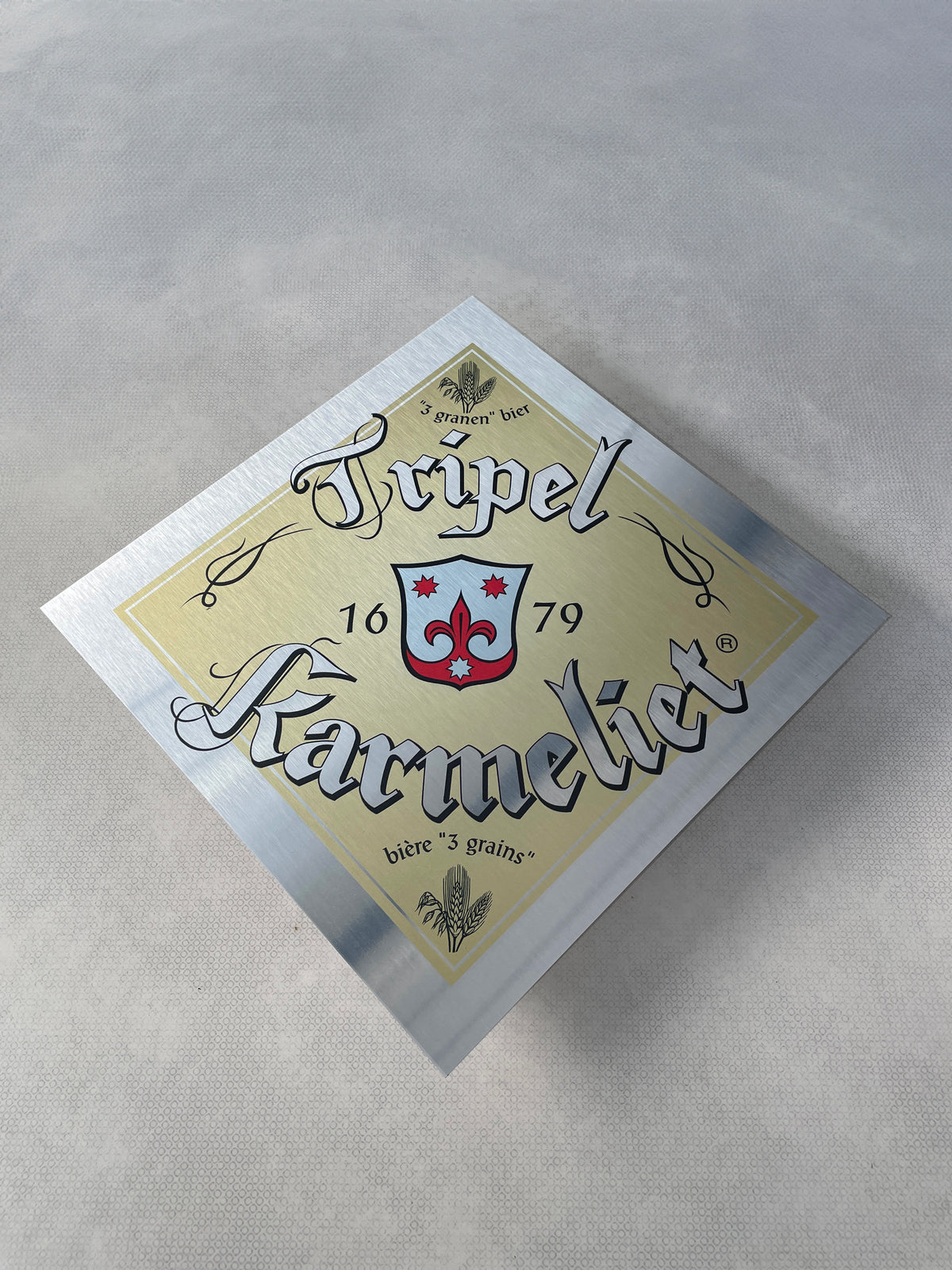 Reclamebord Tripel Karmeliet logo aluminium, 40x40 cm