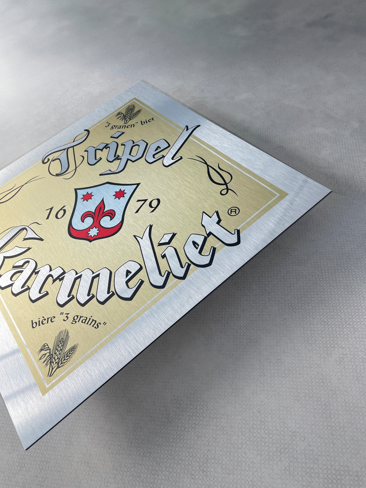 Reclamebord Tripel Karmeliet logo aluminium, 40x40 cm