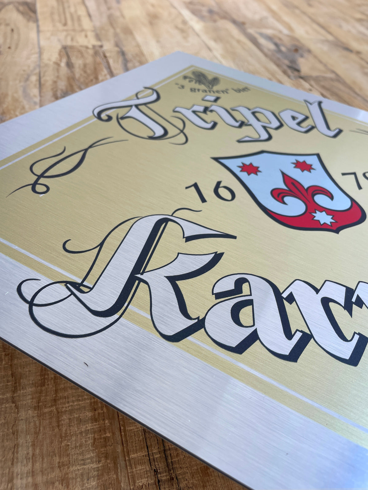 Reclamebord Tripel Karmeliet logo aluminium, 40x40 cm
