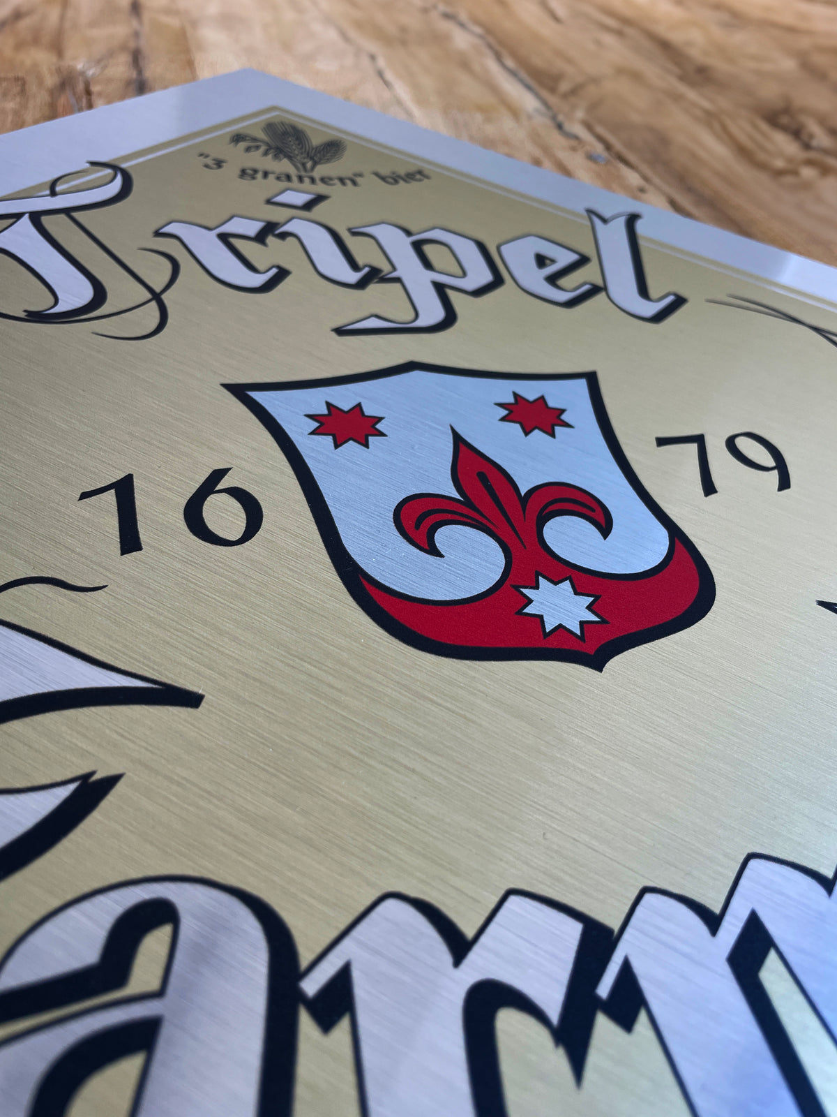 Reclamebord Tripel Karmeliet logo aluminium, 40x40 cm