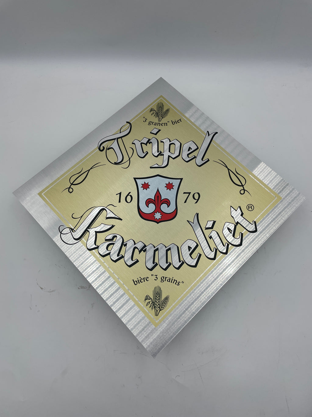 Reclamebord Tripel Karmeliet logo aluminium, 40x40 cm