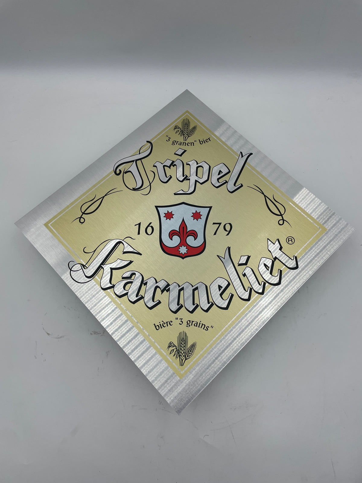 Reclamebord Tripel Karmeliet logo aluminium, 40x40 cm
