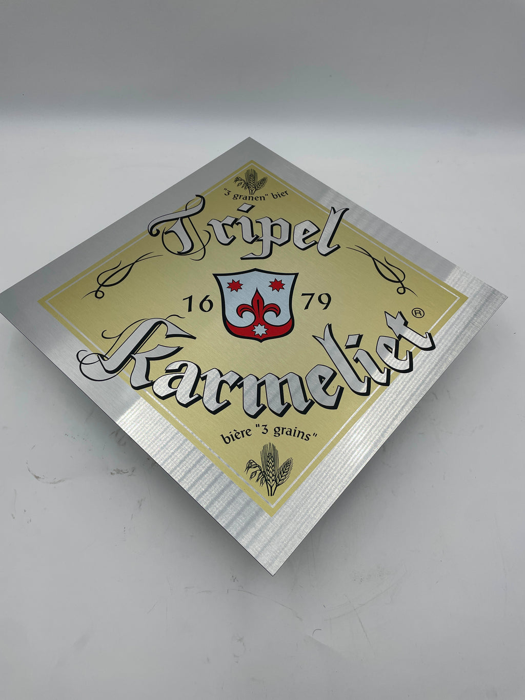 Reclamebord Tripel Karmeliet logo aluminium, 40x40 cm