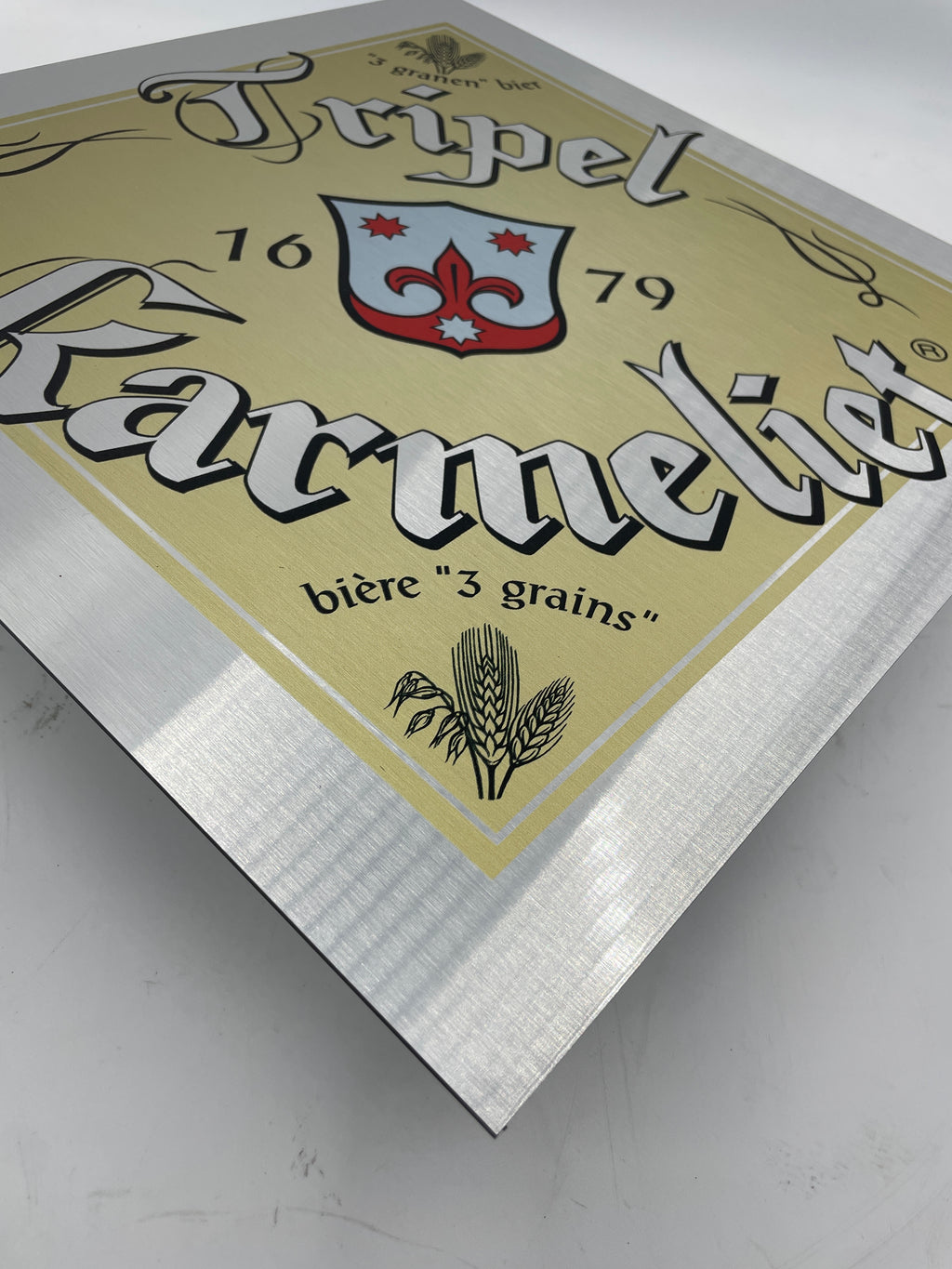 Reclamebord Tripel Karmeliet logo aluminium, 40x40 cm