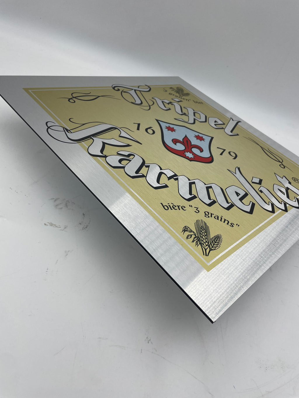 Reclamebord Tripel Karmeliet logo aluminium, 40x40 cm