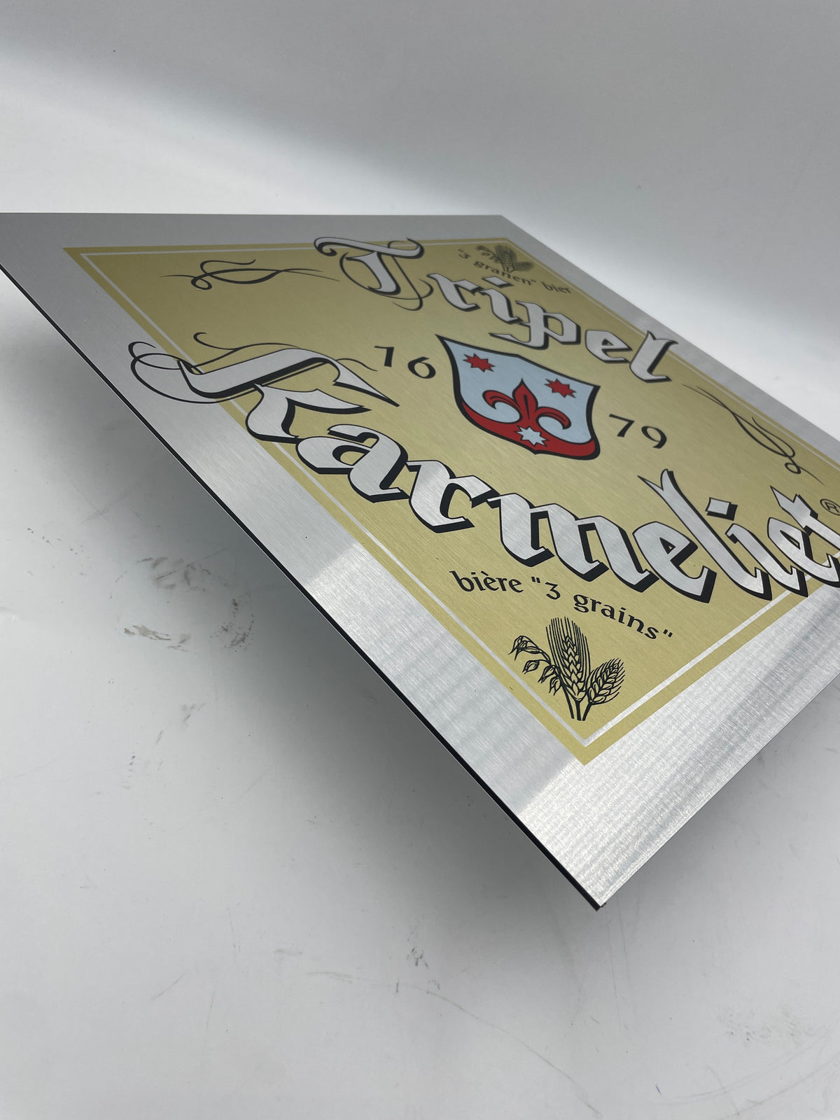 Reclamebord Tripel Karmeliet logo aluminium, 40x40 cm
