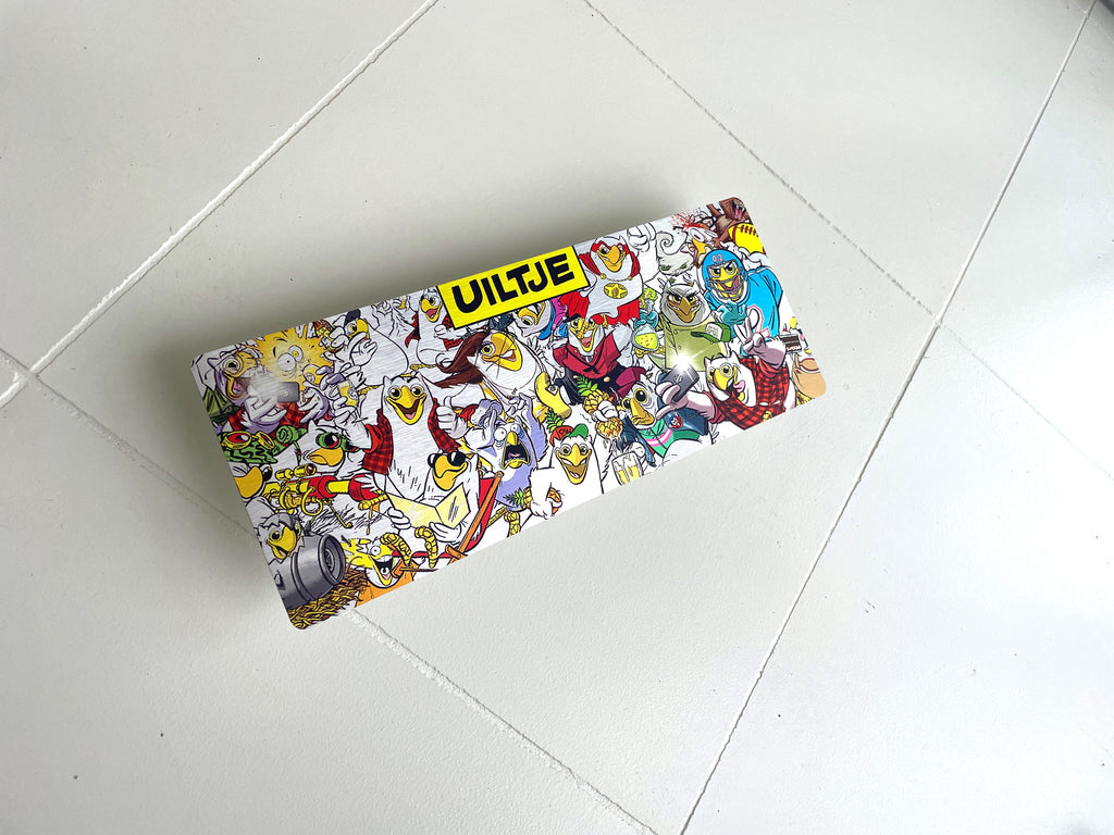 Reclamebord Uiltje Gele Rakker bier collagebord, 50x20cm alu