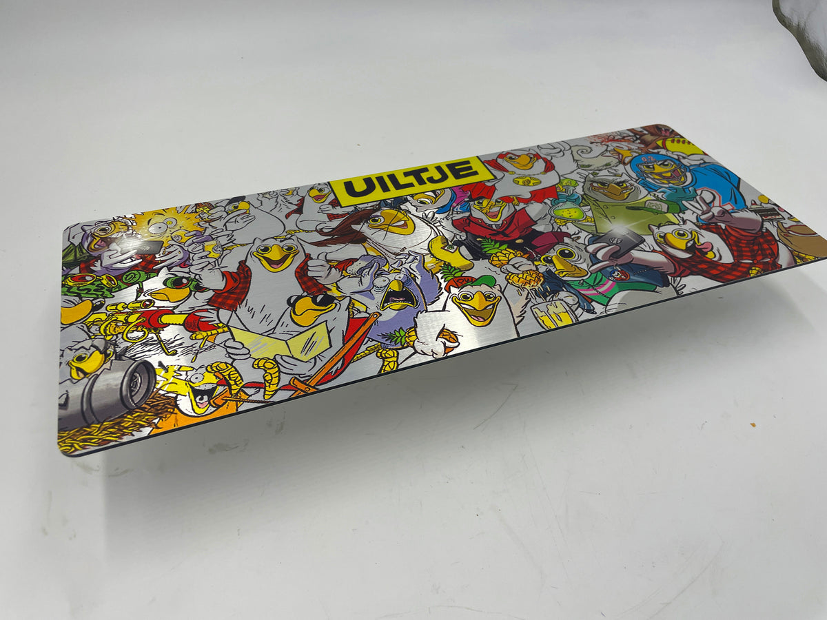 Reclamebord Uiltje Gele Rakker bier collagebord, 50x20cm alu