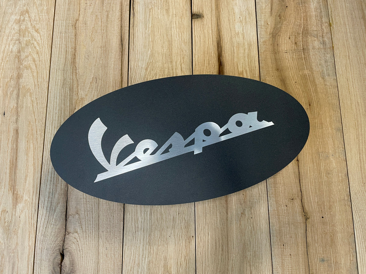 Reclamebord Vespa logo, aluminium, afmeting 40x20 cm
