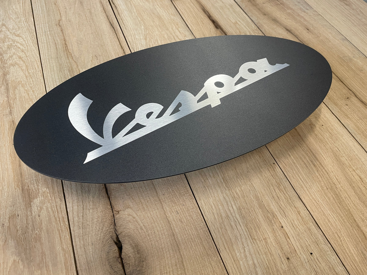 Reclamebord Vespa logo, aluminium, afmeting 40x20 cm