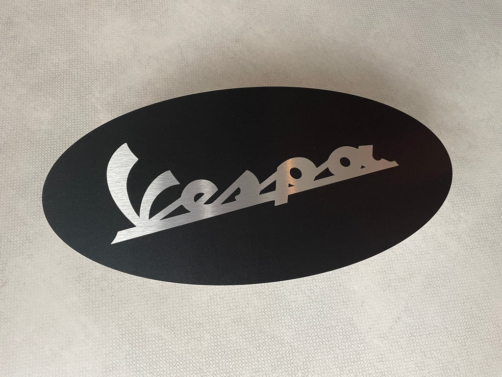 Reclamebord Vespa logo, aluminium, afmeting 40x20 cm