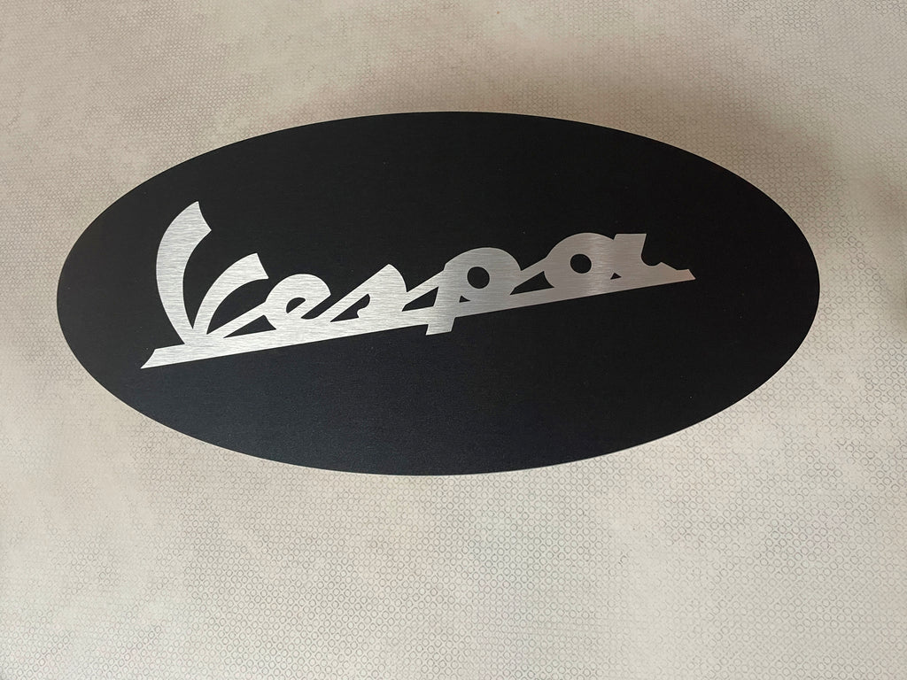 Reclamebord Vespa logo, aluminium, afmeting 40x20 cm
