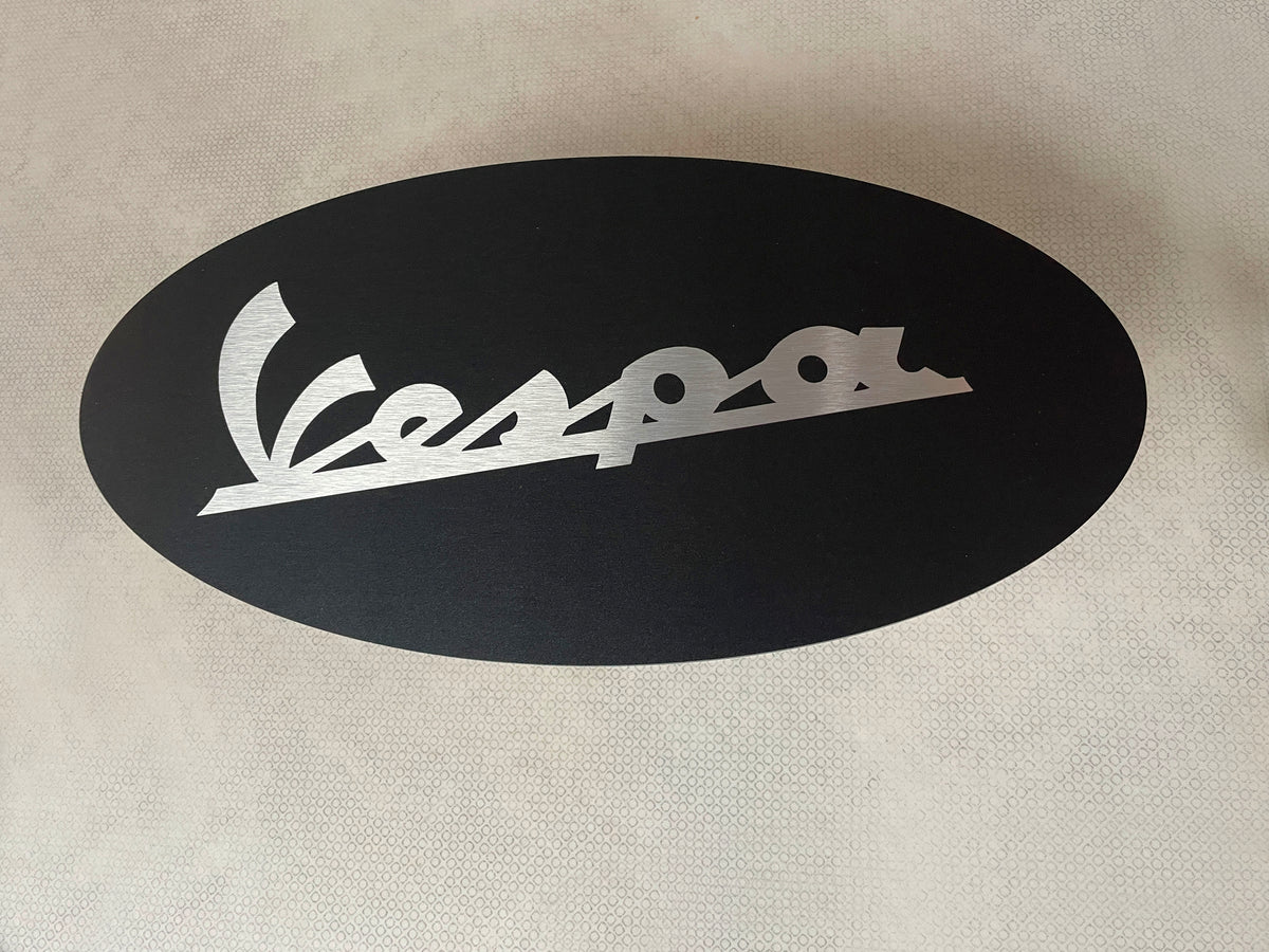 Reclamebord Vespa logo, aluminium, afmeting 40x20 cm