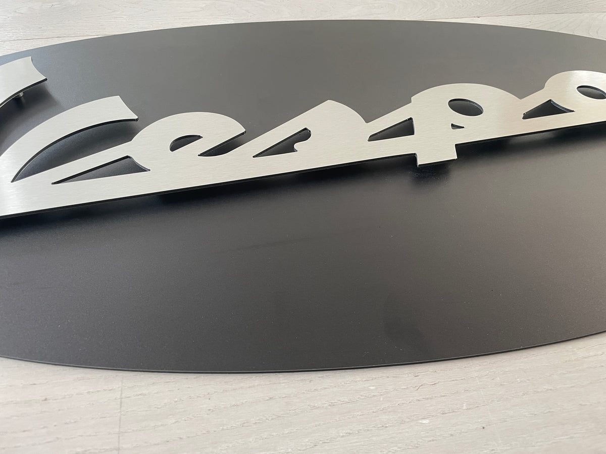 Reclamebord Vespa logo 3D relief, aluminium, 100x50 cm