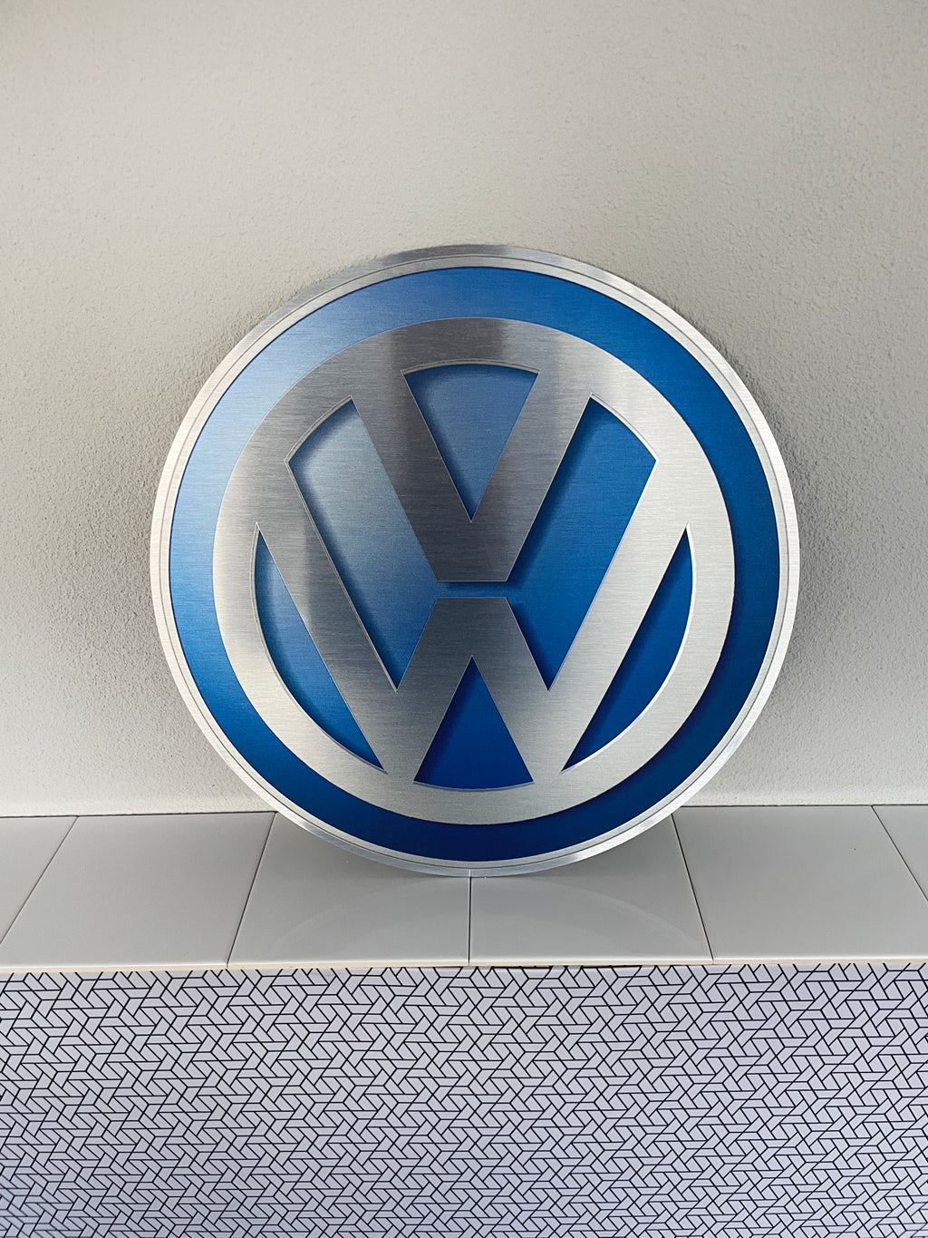Reclamebord Volkswagen rond logo embleem, aluminium, 40x40cm