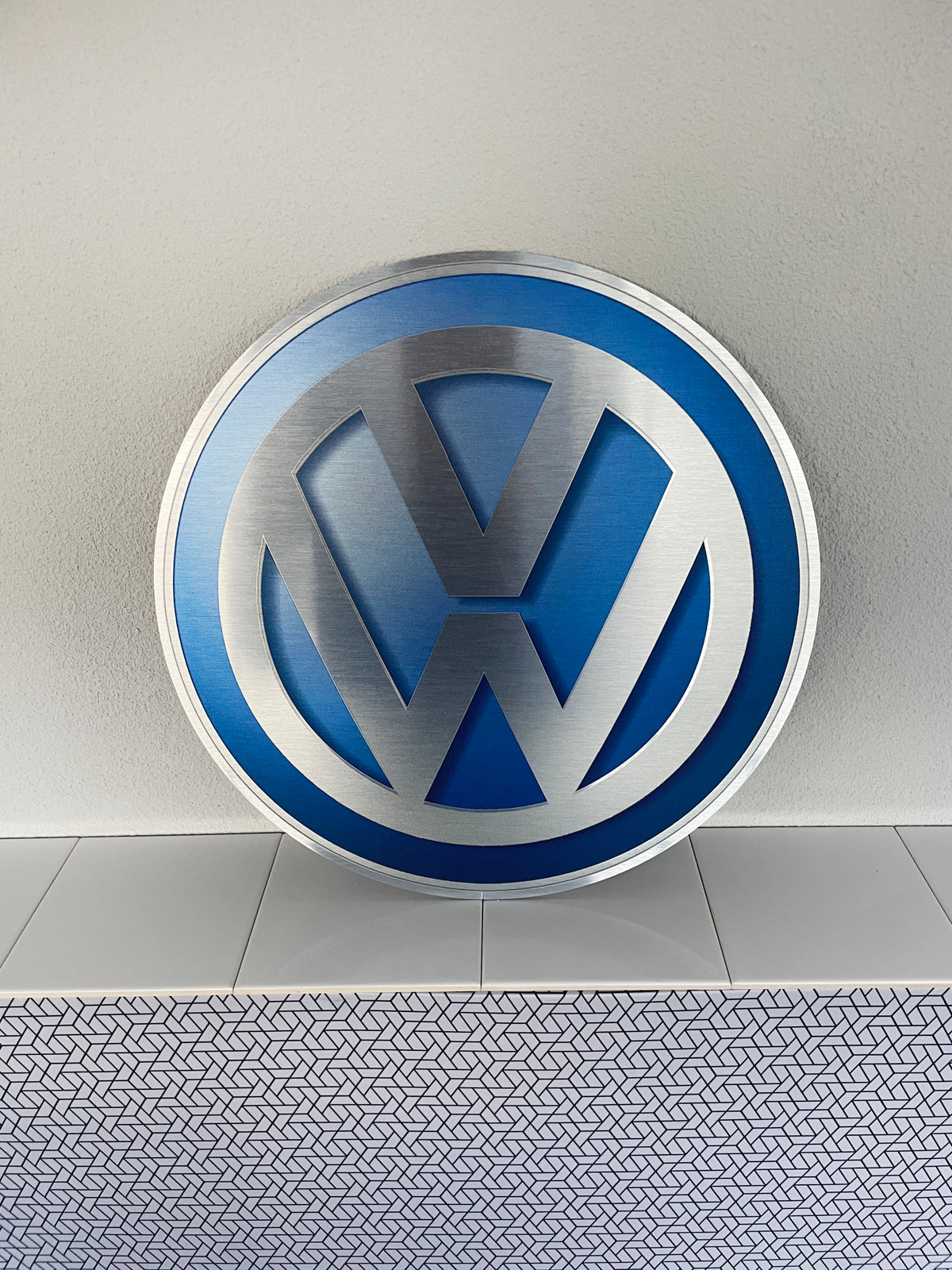 Reclamebord Volkswagen rond logo embleem, aluminium, 40x40cm