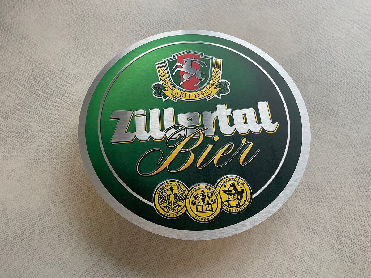 Reclamebord Zillertal bier logo, aluminium, 40x40cm