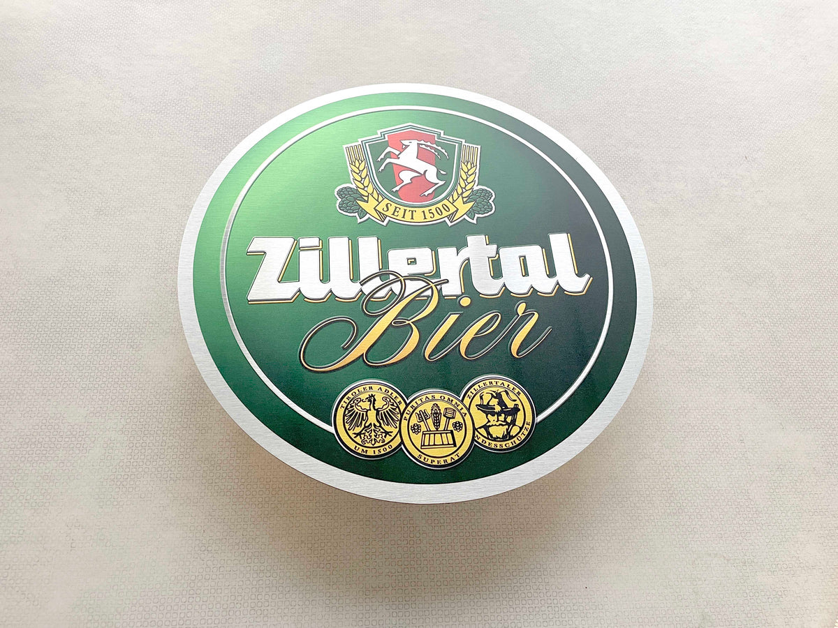 Reclamebord Zillertal bier logo, aluminium, 40x40cm