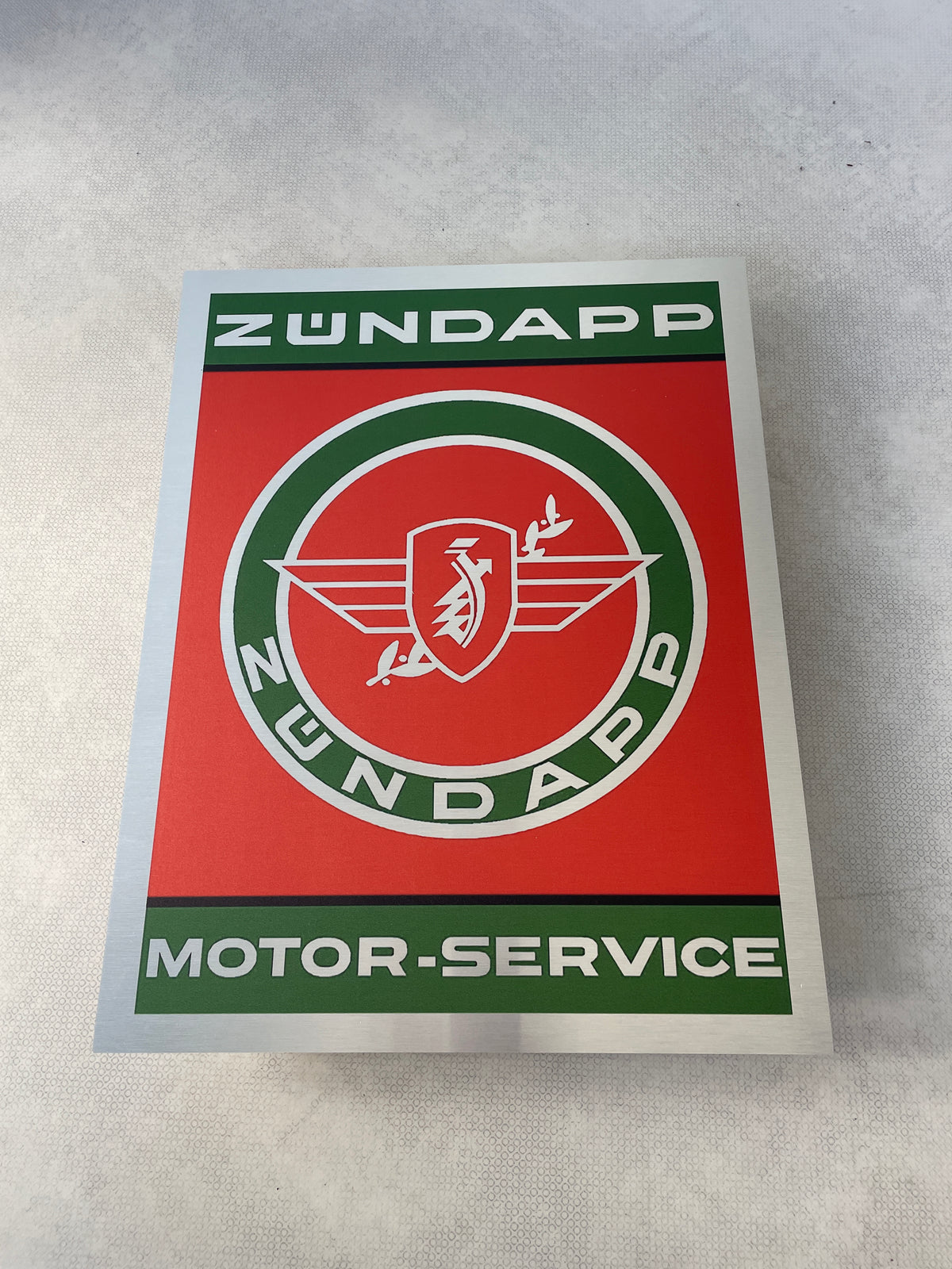 Reclamebord Zündapp motor-service logo, aluminium, 40x52 cm