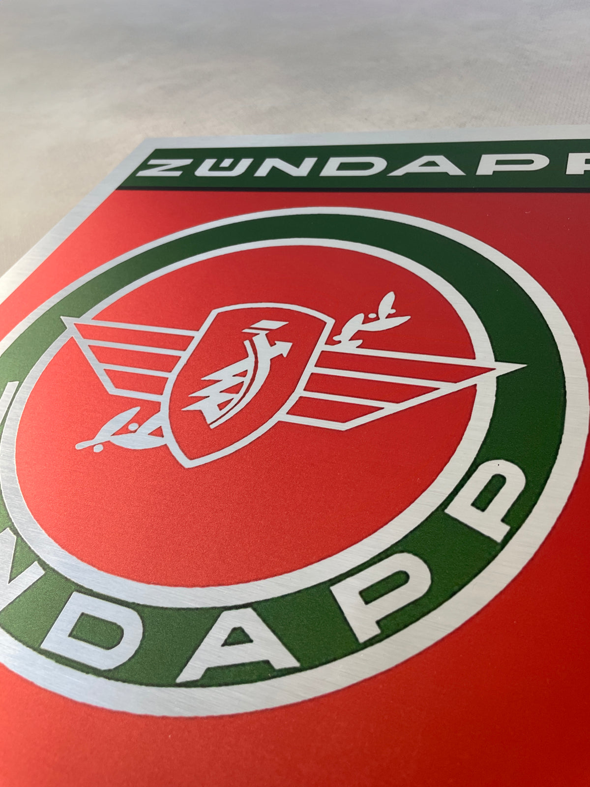 Reclamebord Zündapp motor-service logo, aluminium, 40x52 cm