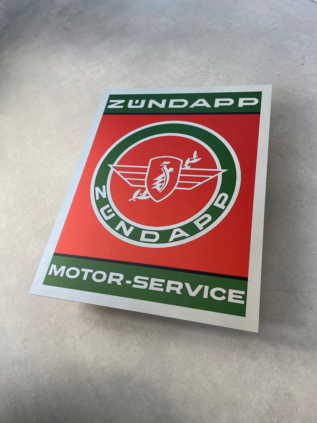 Reclamebord Zündapp motor-service logo, aluminium, 40x52 cm