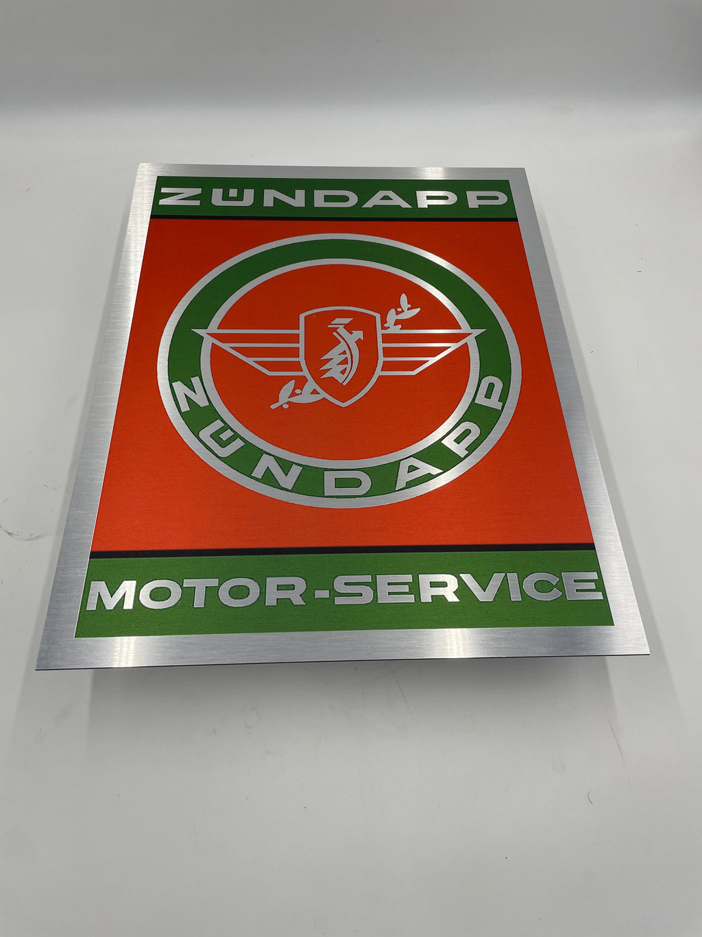Reclamebord Zündapp motor-service logo, aluminium, 40x52 cm