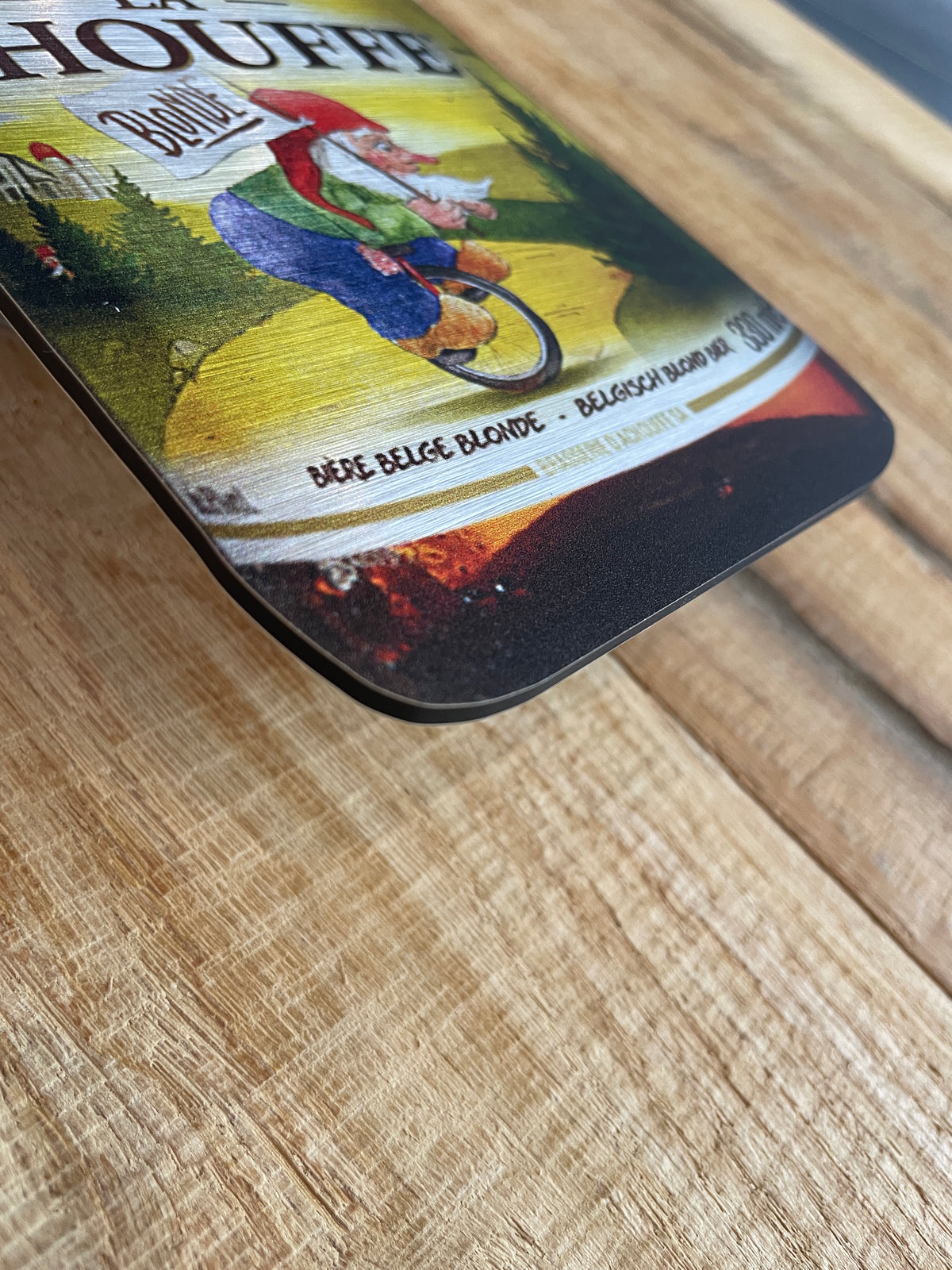 Reclamebord Chouffe bierfles groot, aluminium, afm 10x25 cm
