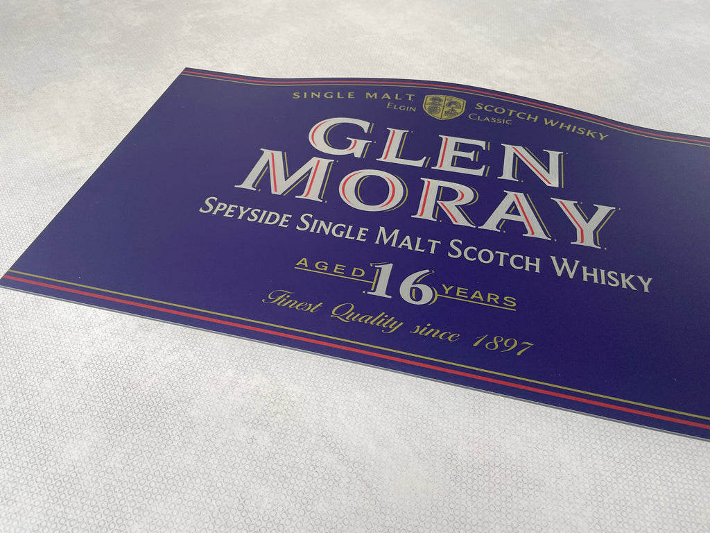 Reclamebord Glen Moray logo whisky, whiskey, 40x57cm alu