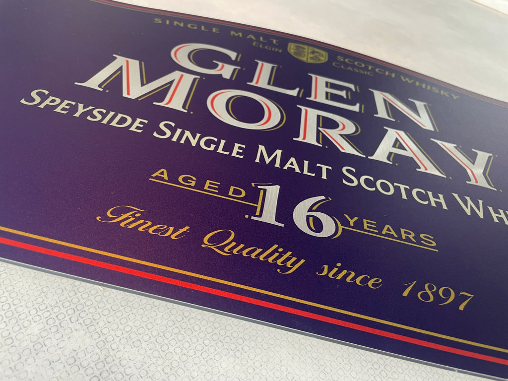 Reclamebord Glen Moray logo whisky, whiskey, 40x57cm alu