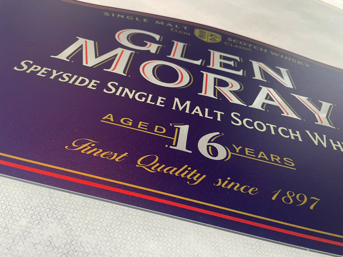 Reclamebord Glen Moray logo whisky, whiskey, 40x57cm alu