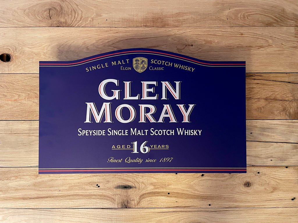 Reclamebord Glen Moray logo whisky, whiskey, 40x57cm alu